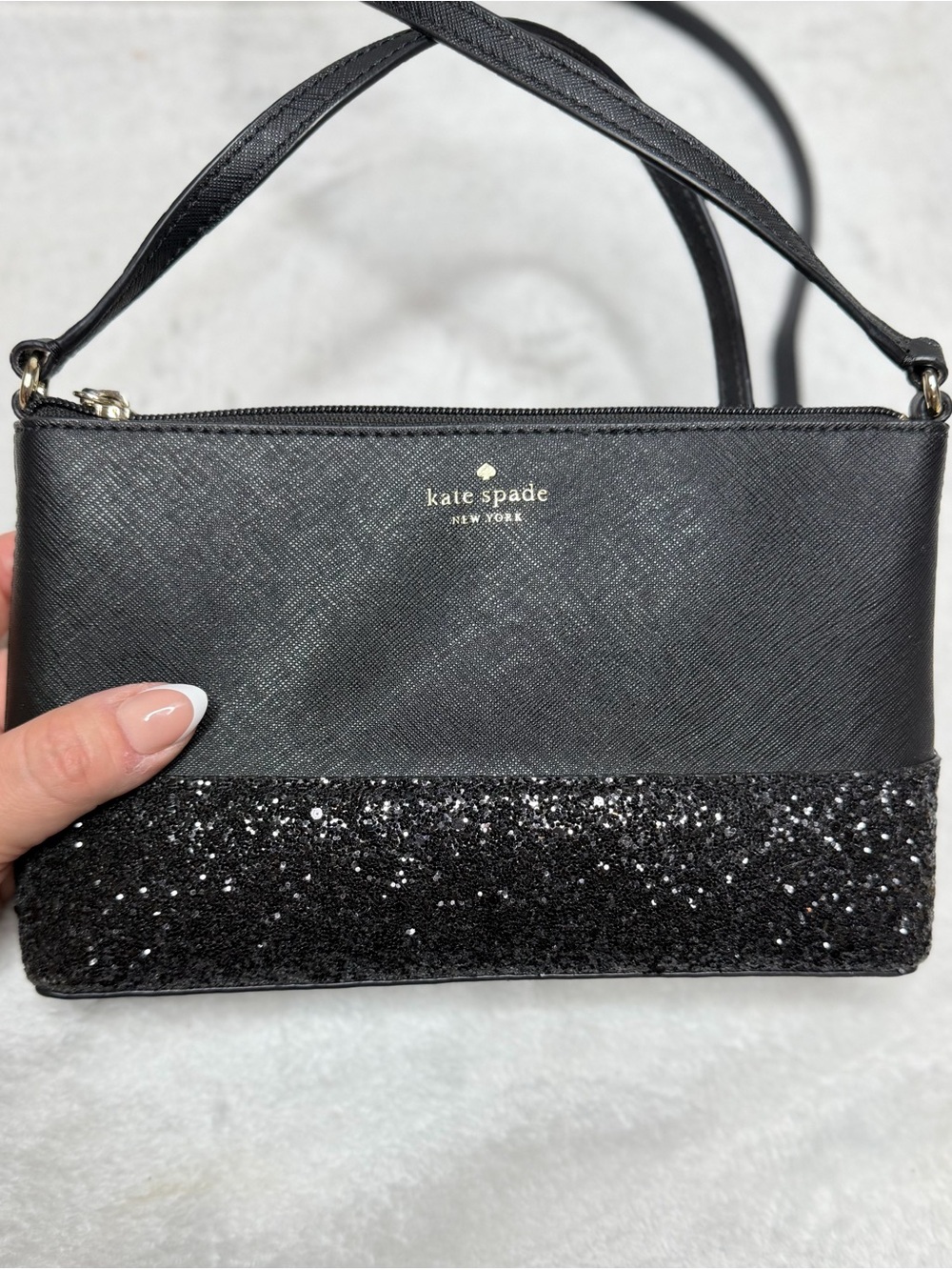 Kate Spade New York Black Glitter Crossbody Bag